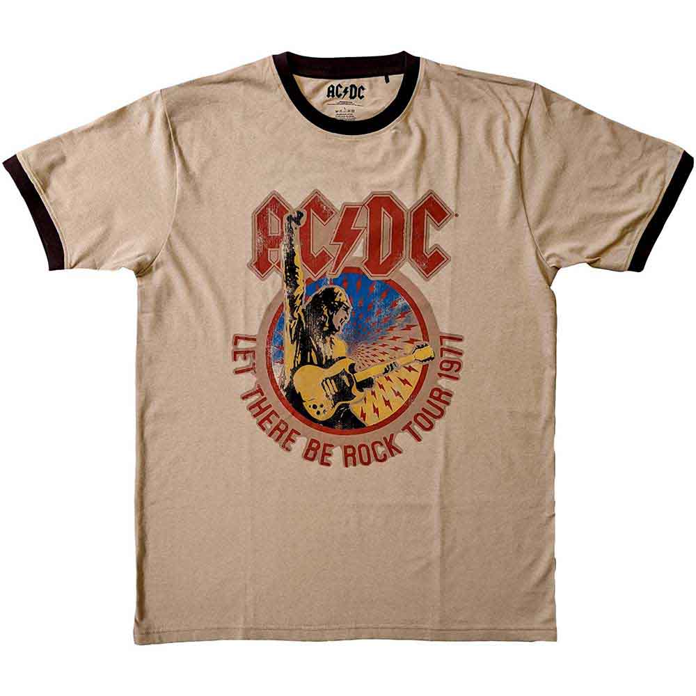 AC/DC Let There Be Rock Tour '77 Ringer Sand XX-Large T-Shirt