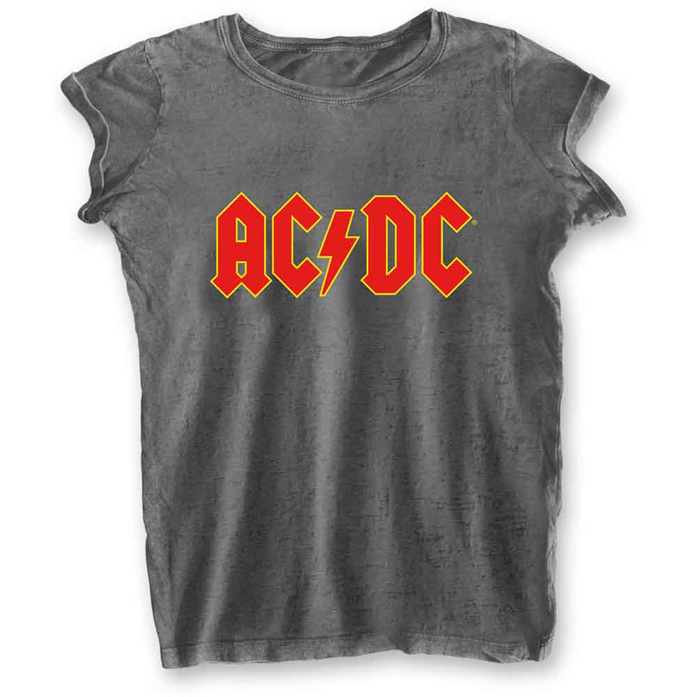 AC/DC Logo Burnout Charcoal Grey Ladies XX-Large T-Shirt