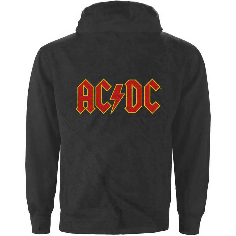 AC/DC Logo Charcoal Grey Large Zipped Hoodie - Image 2