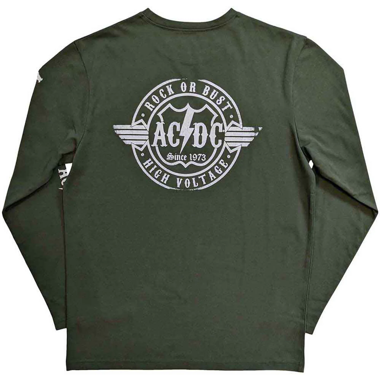 AC/DC Rock Or Bust Long Sleeve Green Small T-Shirt - Image 2