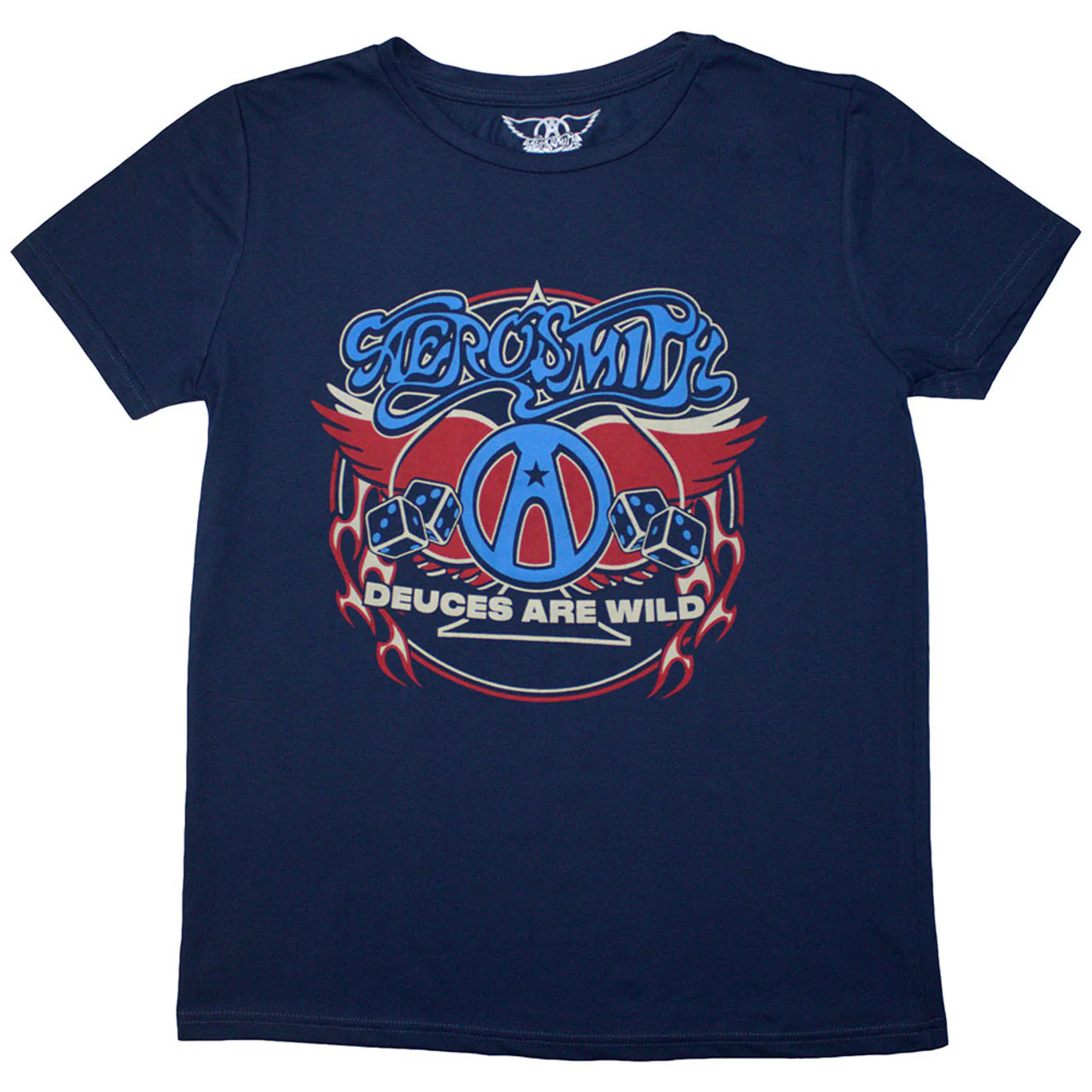 Aerosmith Rainbow Spade Denim Blue Ladies Small T-Shirt
