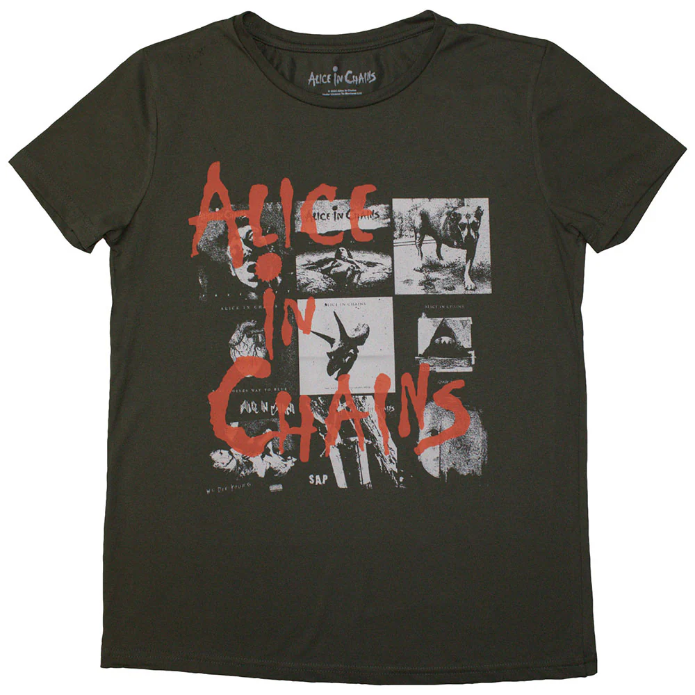 Alice In Chains Albums Montage Green Ladies Large T-Shirt