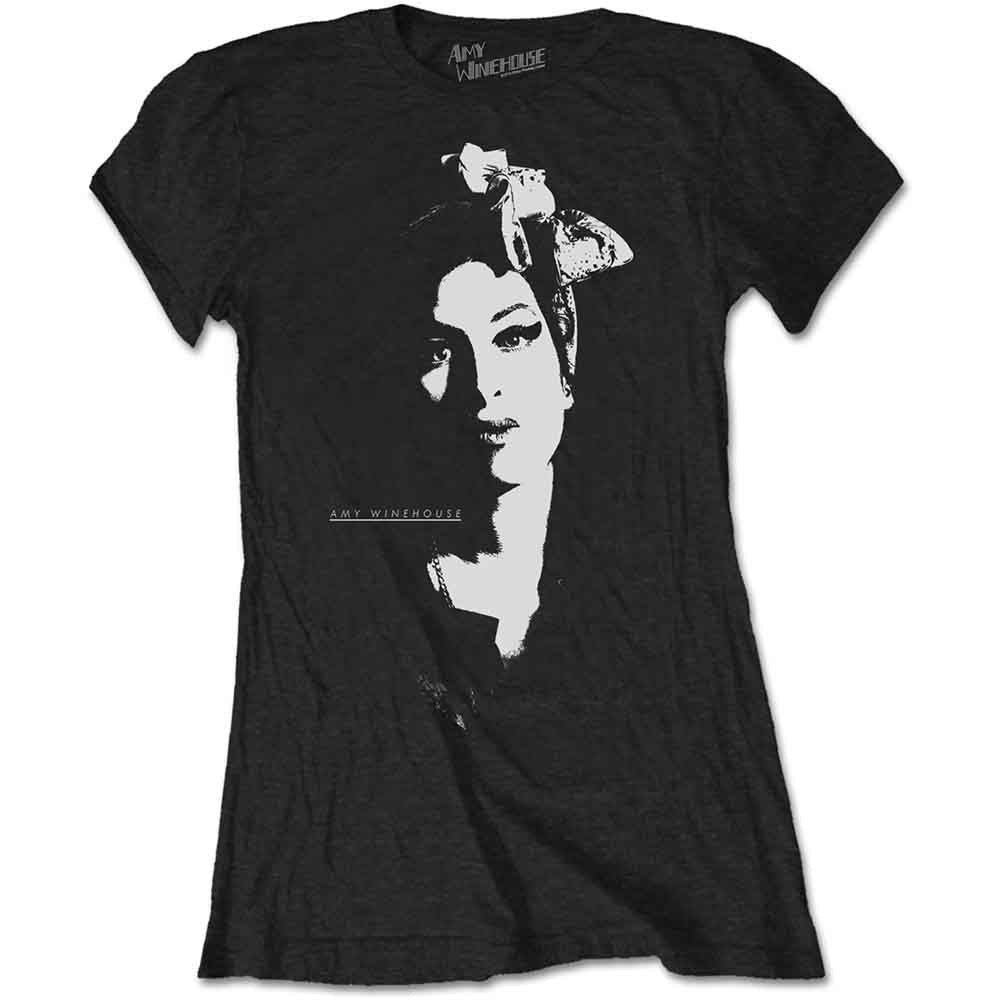 Amy Winehouse Scarf Portrait Black Ladies Large T-Shirt