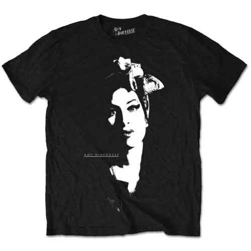 Amy Winehouse Scarf Portrait Black Large T-Shirt