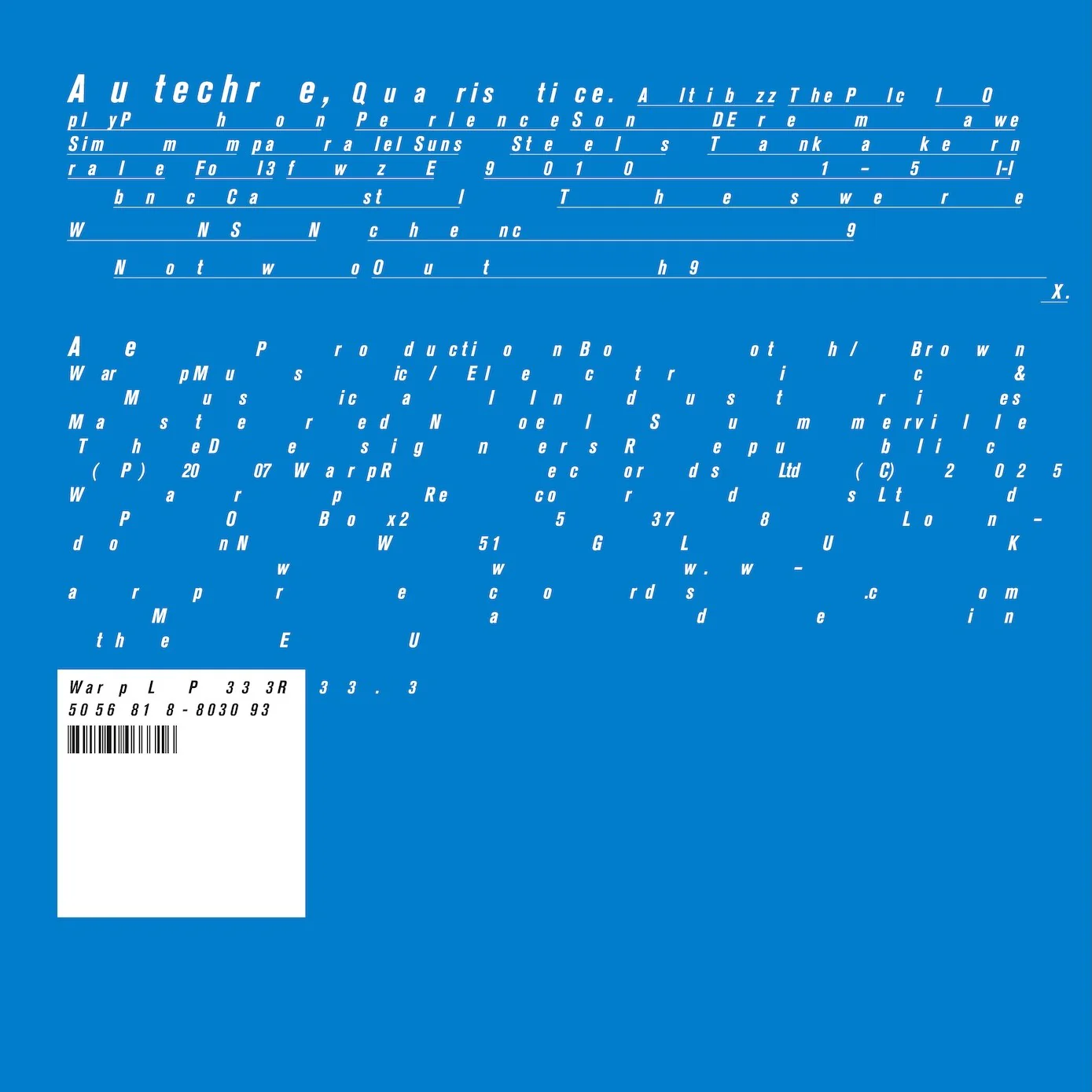 Autechre Quaristice Vinyl LP 2025