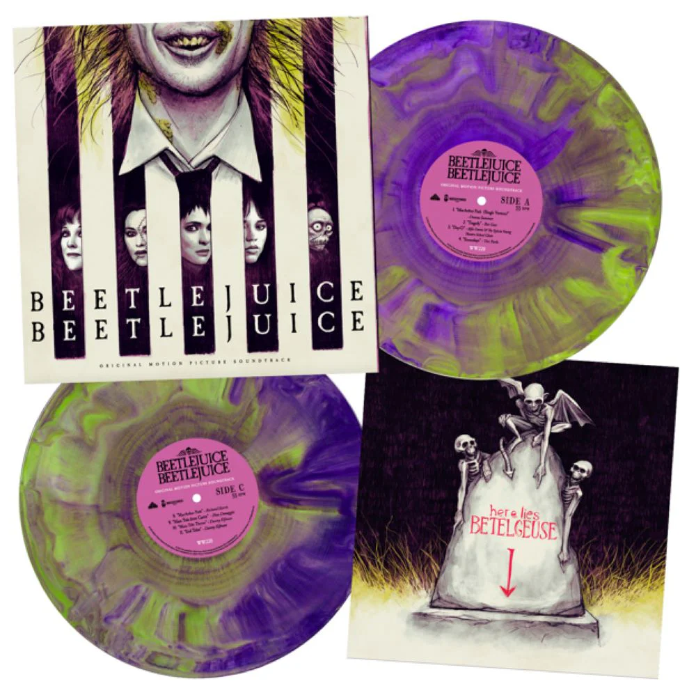 Beetlejuice Beetlejuice Soundtrack Vinyl LP Lime Green & Purple Hand Pour Colour 2024 - Image 2