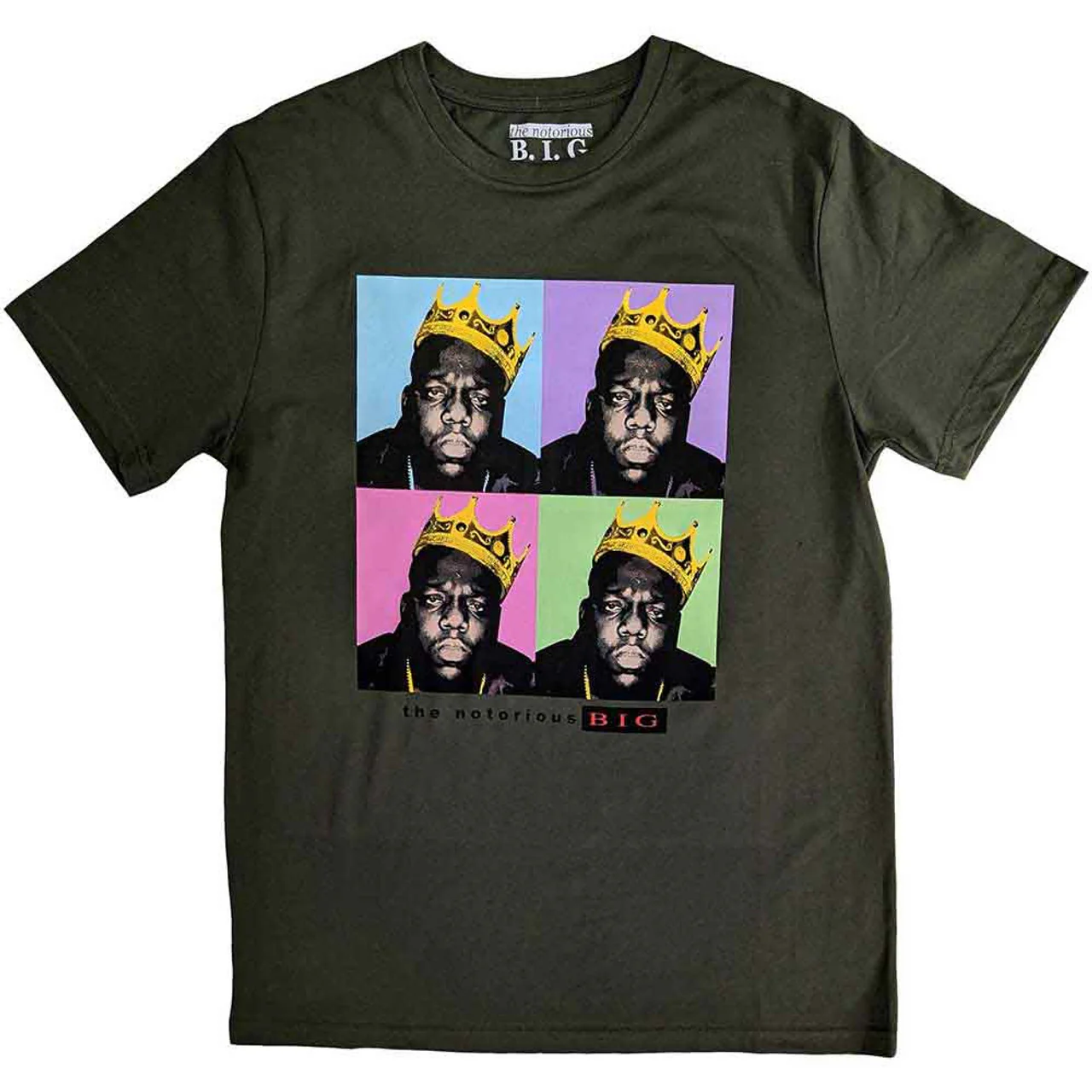 Biggie Smalls Crown Pop Art Green Medium T-Shirt