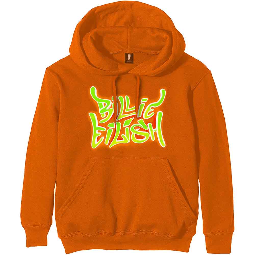 Billie Eilish Airbrush Flames Orange X-Large Hoodie