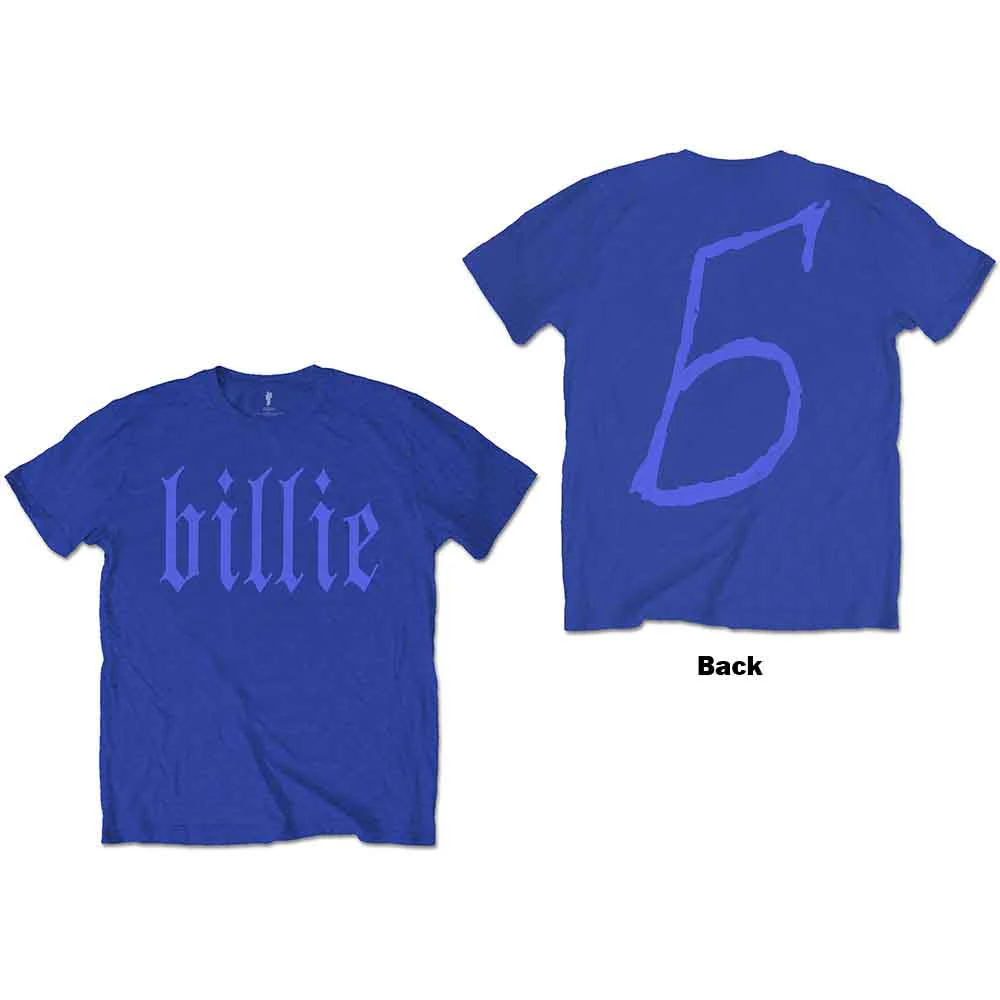 Billie Eilish Billie 5 Blue Large T-Shirt - Image 3