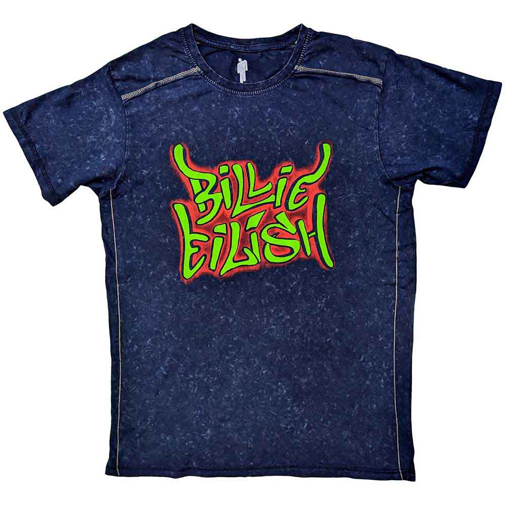 Billie Eilish Graffiti Wash Navy Blue X-Large T-Shirt