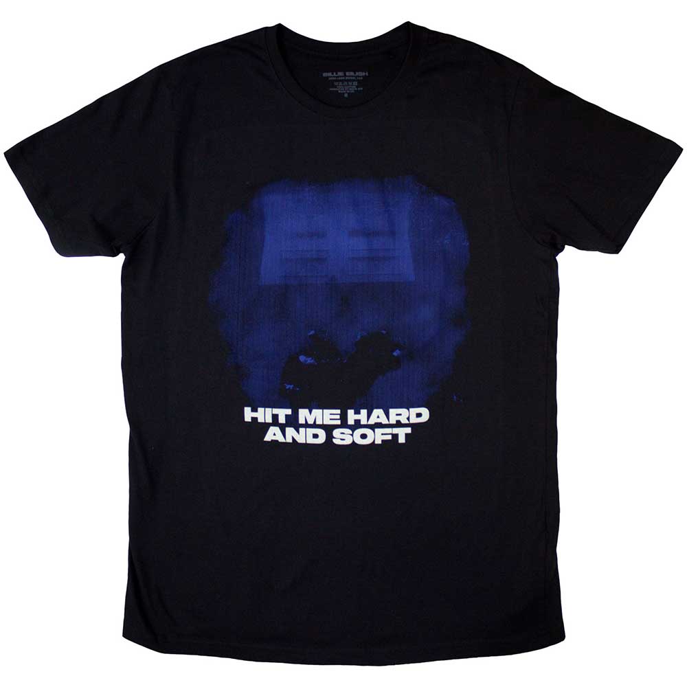 Billie Eilish Hit Me Hard And Soft Blue Lines Black Large T-Shirt