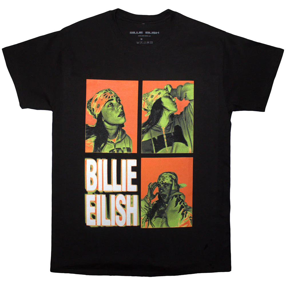 Billie Eilish 3 Photo Logo Black Medium T-Shirt