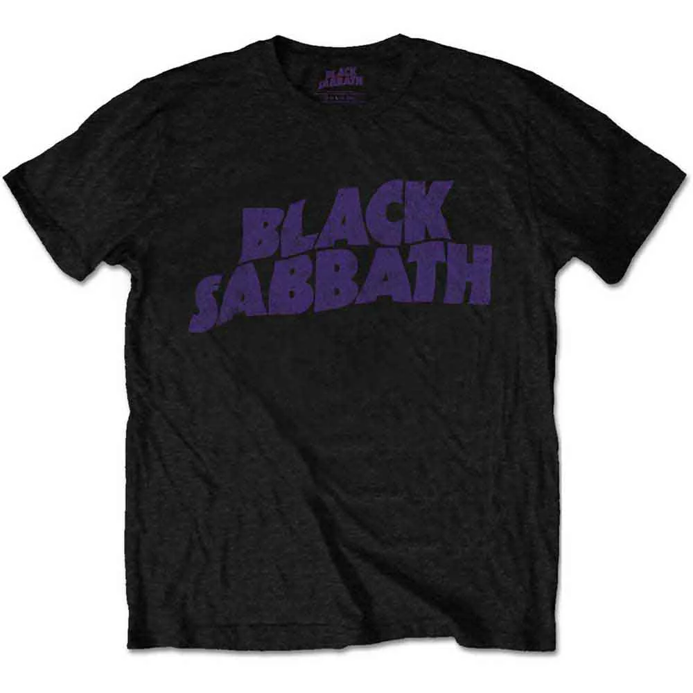 Black Sabbath Wavy Logo Vintage Black Large T-Shirt