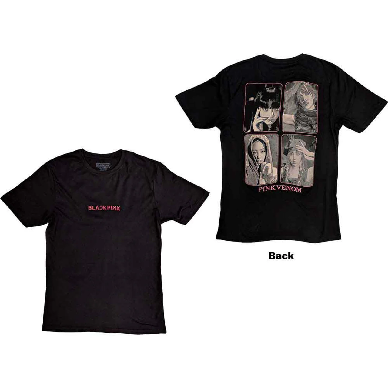 BLACKPINK Pink Venom Group Photo Black X-Large T-Shirt - Image 3