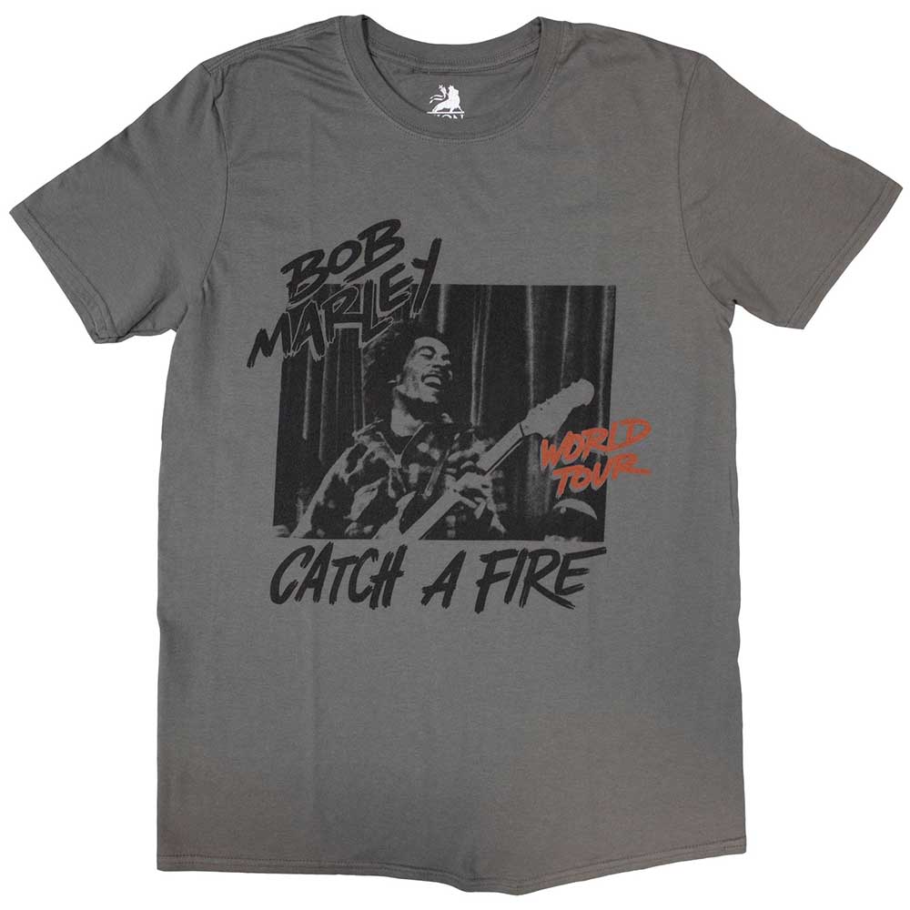 Bob Marley Catch A Fire World Tour Charcoal Grey Medium T-Shirt