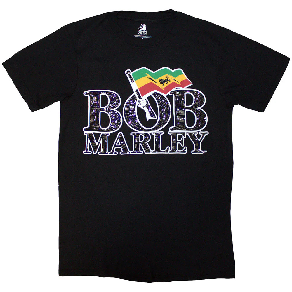 Bob Marley Flag Logo Black XX-Large T-Shirt