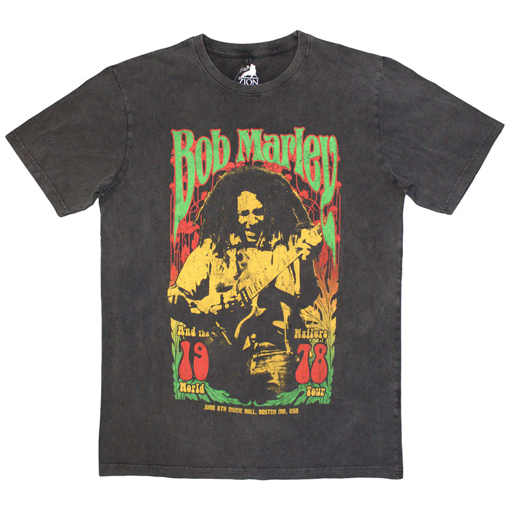 Bob Marley Stone Wash 1978 Charcoal Grey Medium T-Shirt