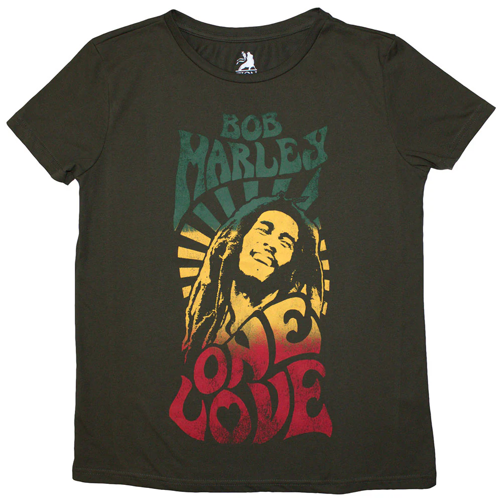 Bob Marley Stone Wash One Love Gradient Green Small T-Shirt