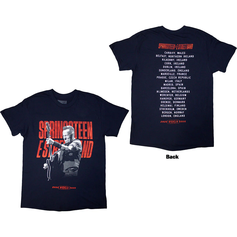 Bruce Springsteen Tour '24 Guitar Photo Navy Blue Small T-Shirt - Image 3