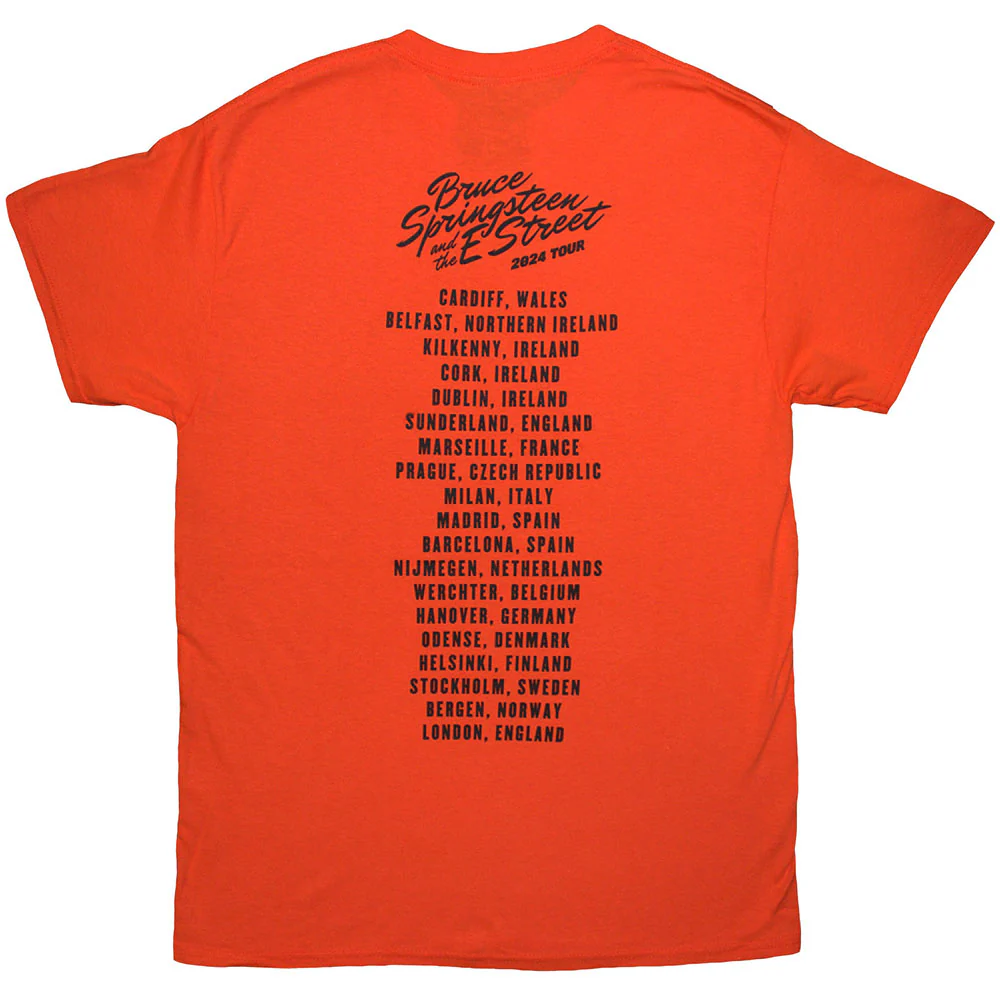 Bruce Springsteen Tour '24 River Font Orange Large T-Shirt - Image 2