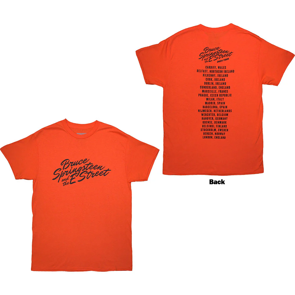 Bruce Springsteen Tour '24 River Font Orange Medium T-Shirt - Image 3