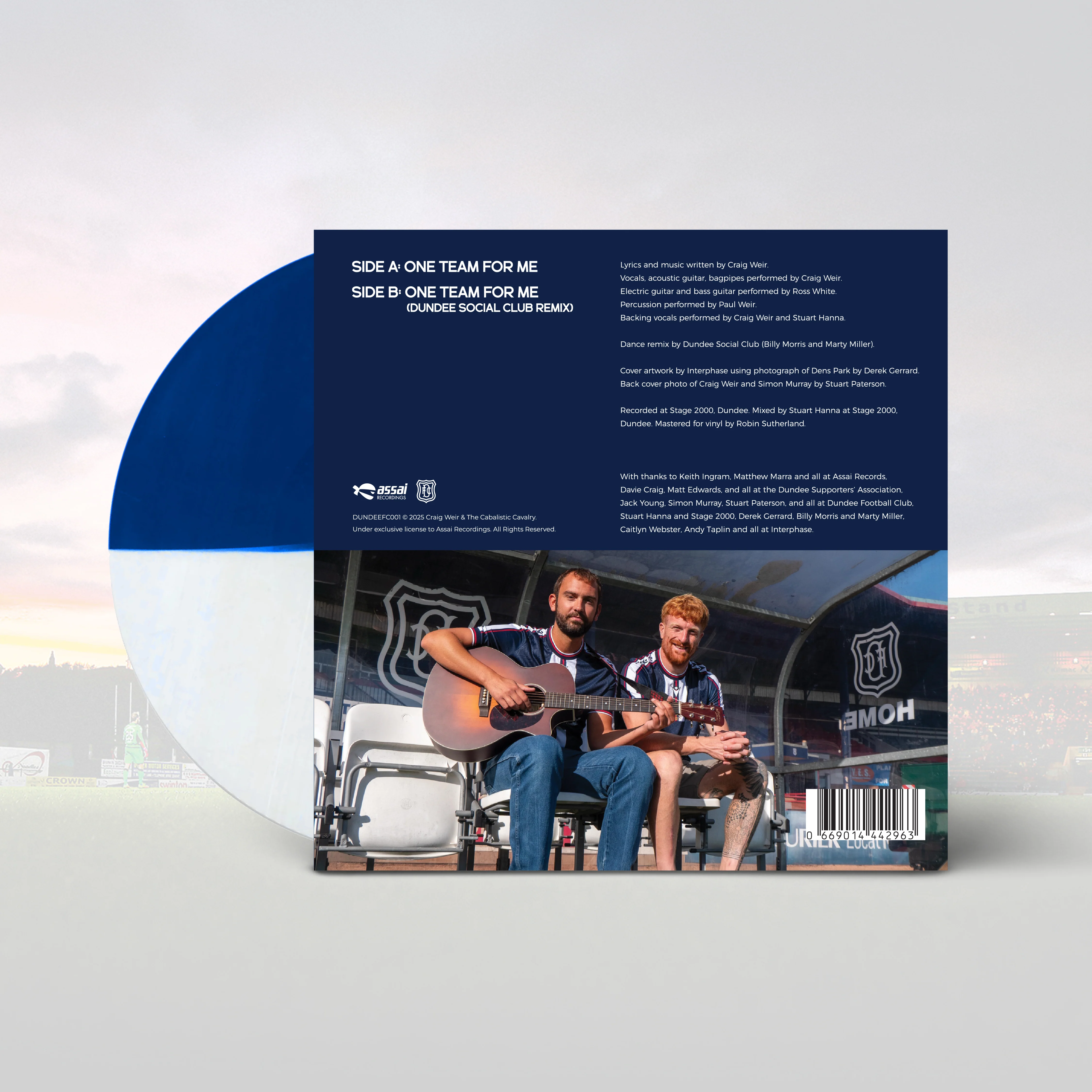 Craig Weir & The Cabalistic Cavalry One Team For Me 7" Vinyl Single Blue & White Colour 2025 - Image 2