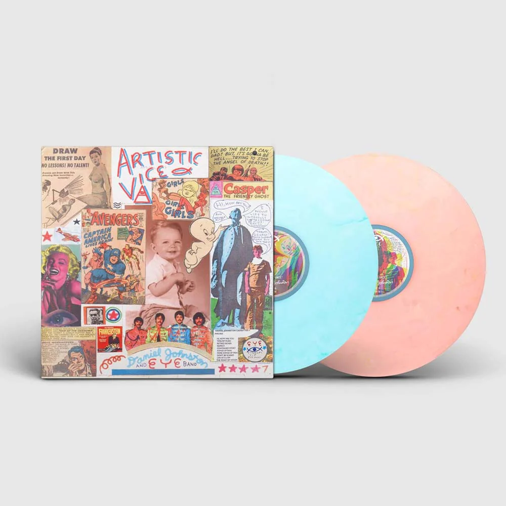 Daniel Johnston Artistic Vice Vinyl LP Light Blue & Peach Swirl Colour 2024