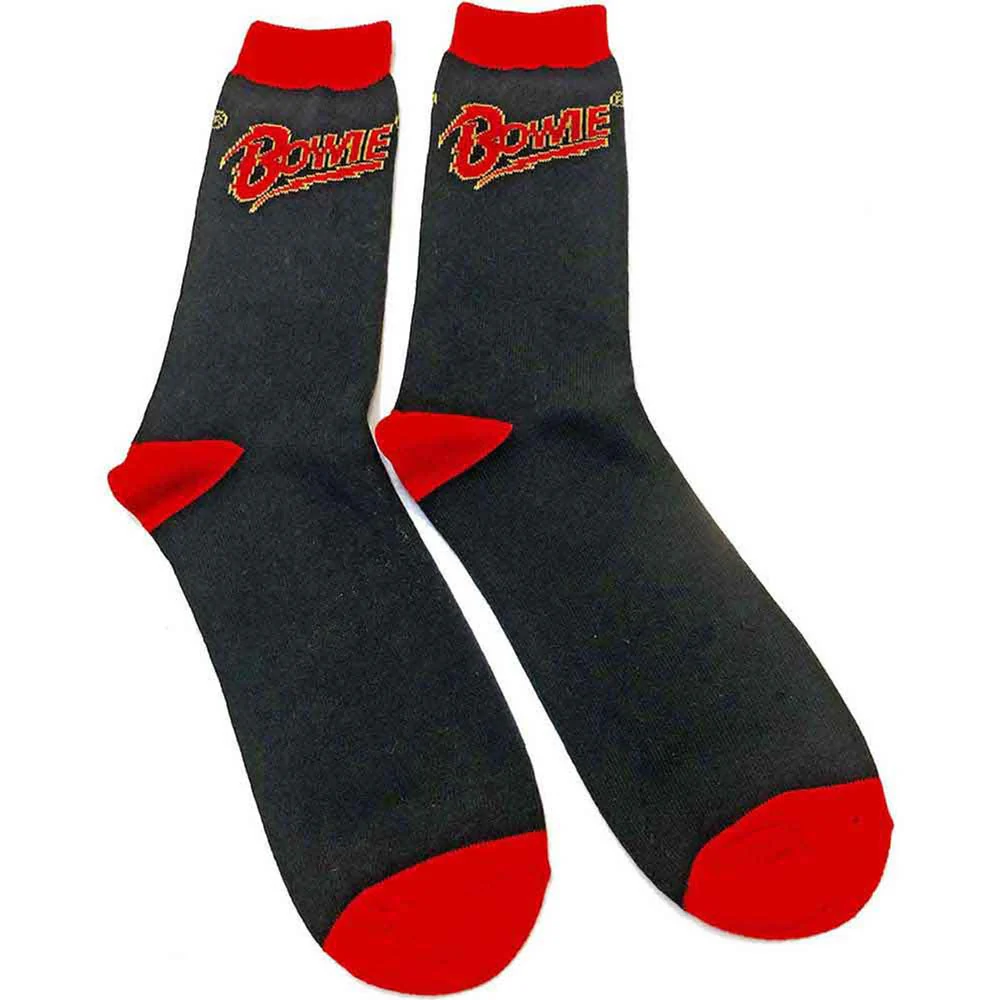 David Bowie Unisex Ankle Socks: Flash Logo (Black) (UK Size 4 - 7)