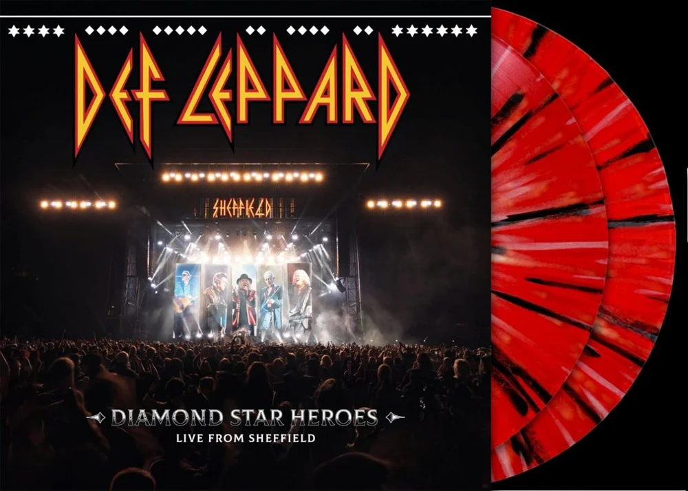 Def Leppard Diamond Star Heroes Live From Sheffield Vinyl LP Black Red and White Sheffield United Splatter Colour 2025