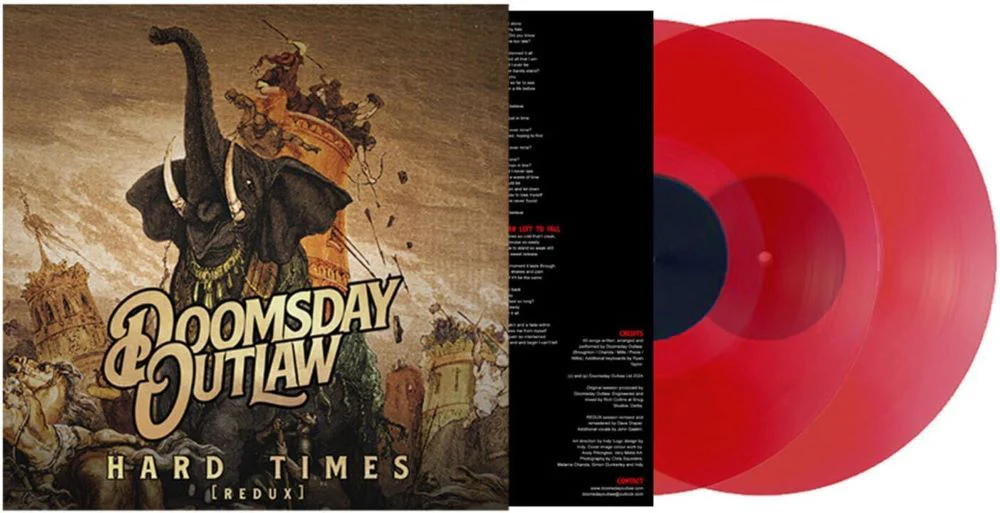 Doomsday Outlaw Hard Times Vinyl LP (Redux) Transparent Red Colour 2024