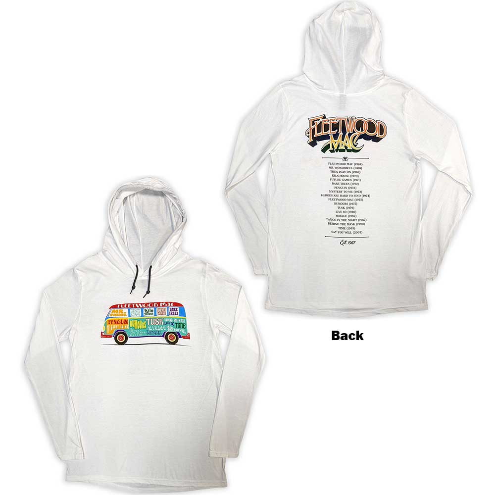 Fleetwood Mac Albums Bus Lightweight White Large Hoodie - Image 3