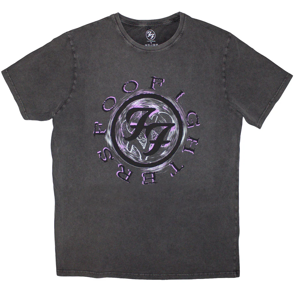 Foo Fighters Wheel Logo Shadow Stone Wash Charcoal Grey XX-Large T-Shirt