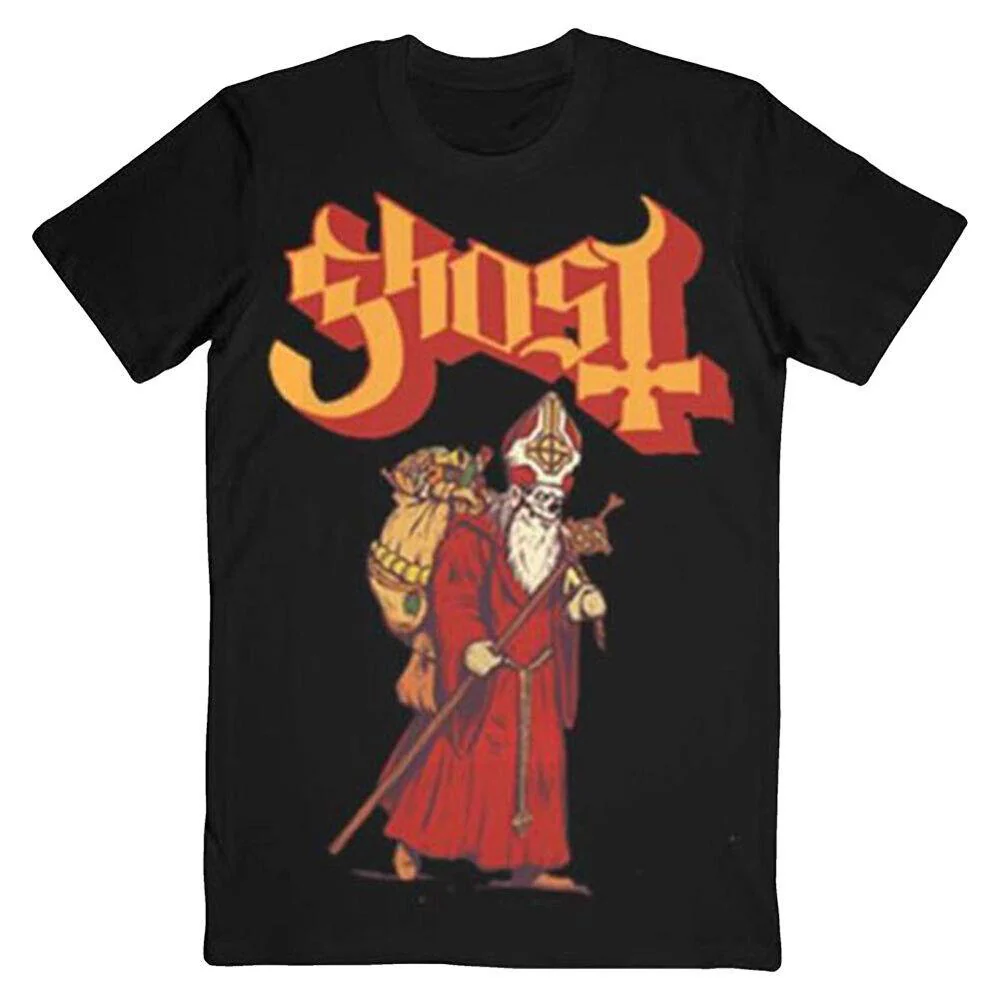 Ghost Greetings From Papa Noel Black XX-Large T-Shirt