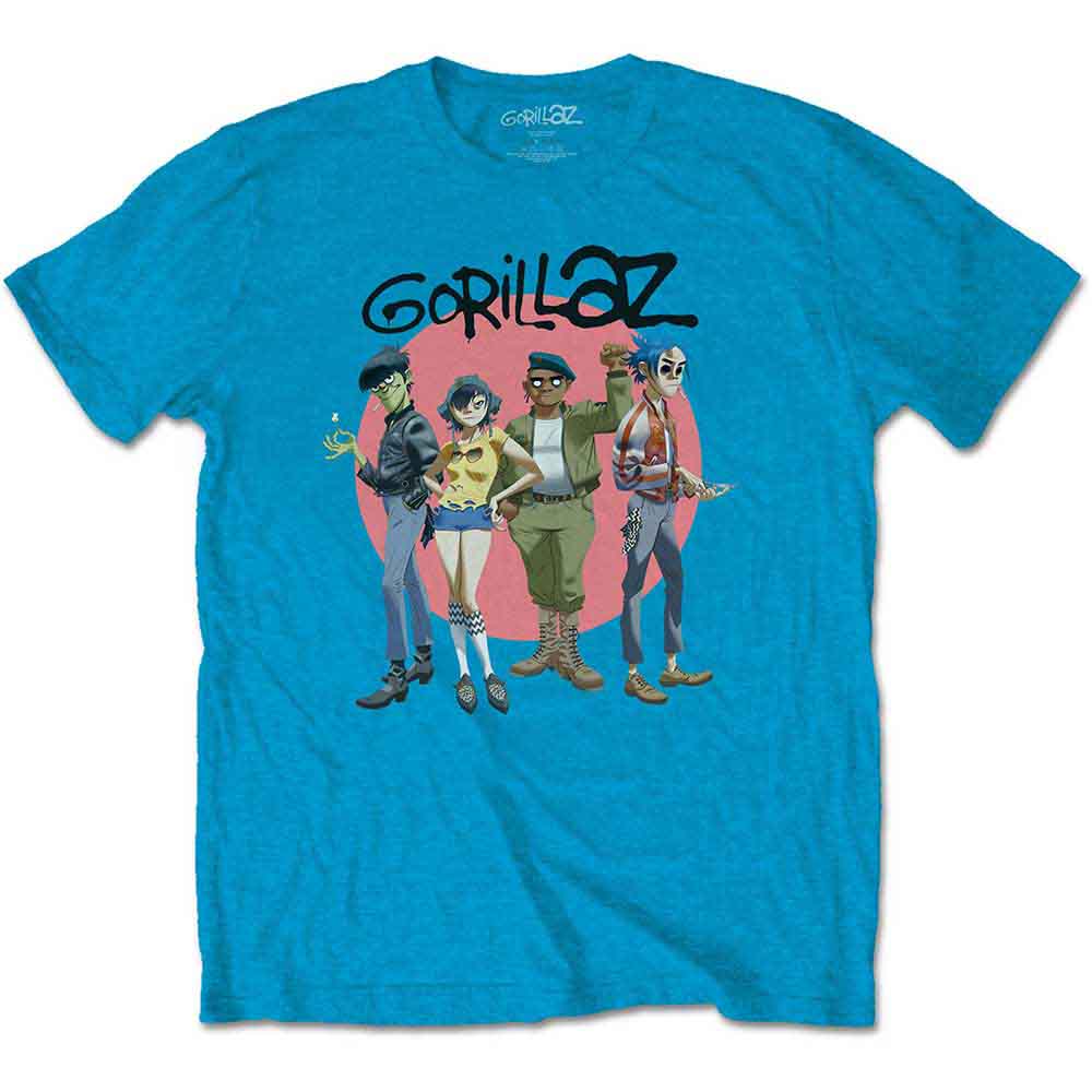 Gorillaz Group Circle Rise Sapphire Blue Small T-Shirt