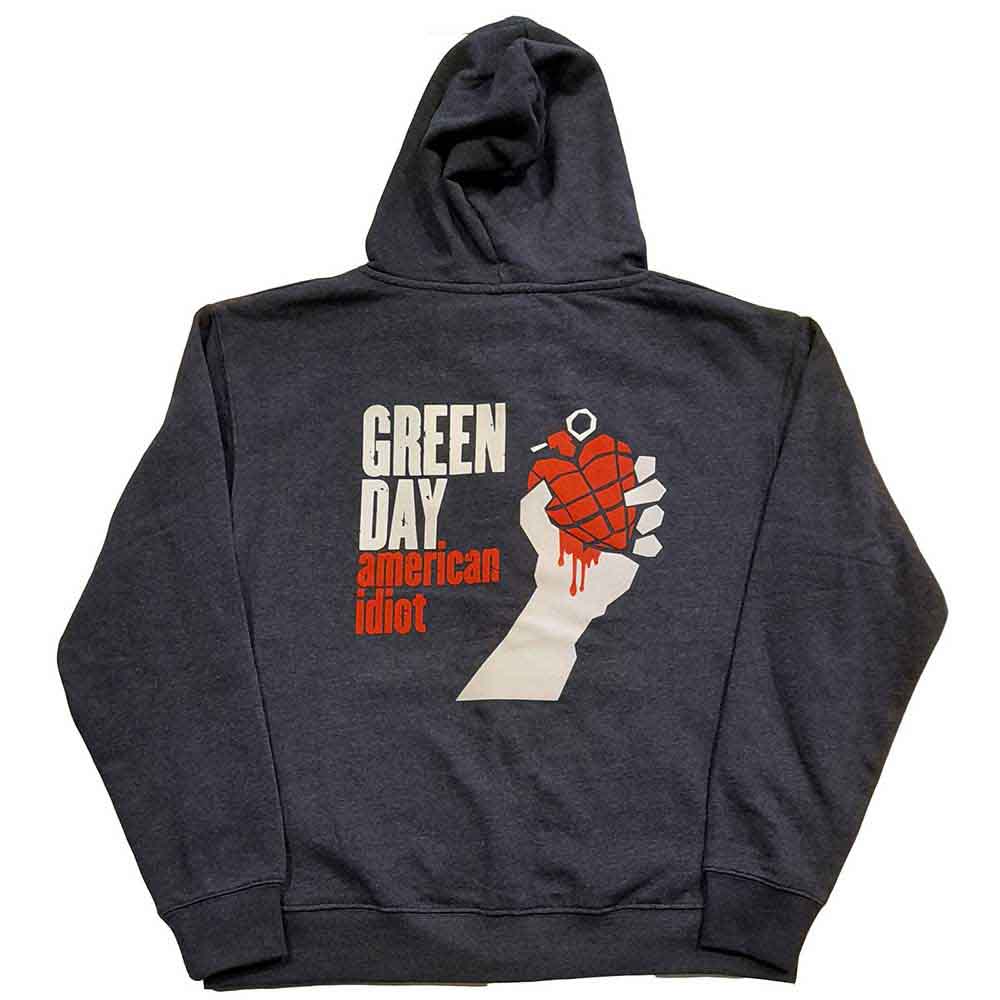 Green Day American Idiot Navy Blue Small Zipped Hoodie - Image 2