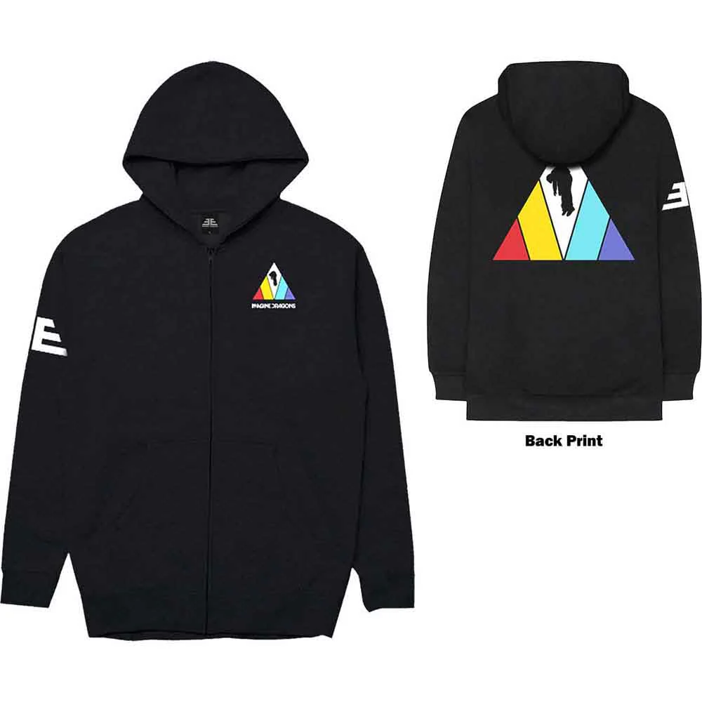 Imagine Dragons Triangle Logo Black XX-Large Zipped Hoodie - Image 3