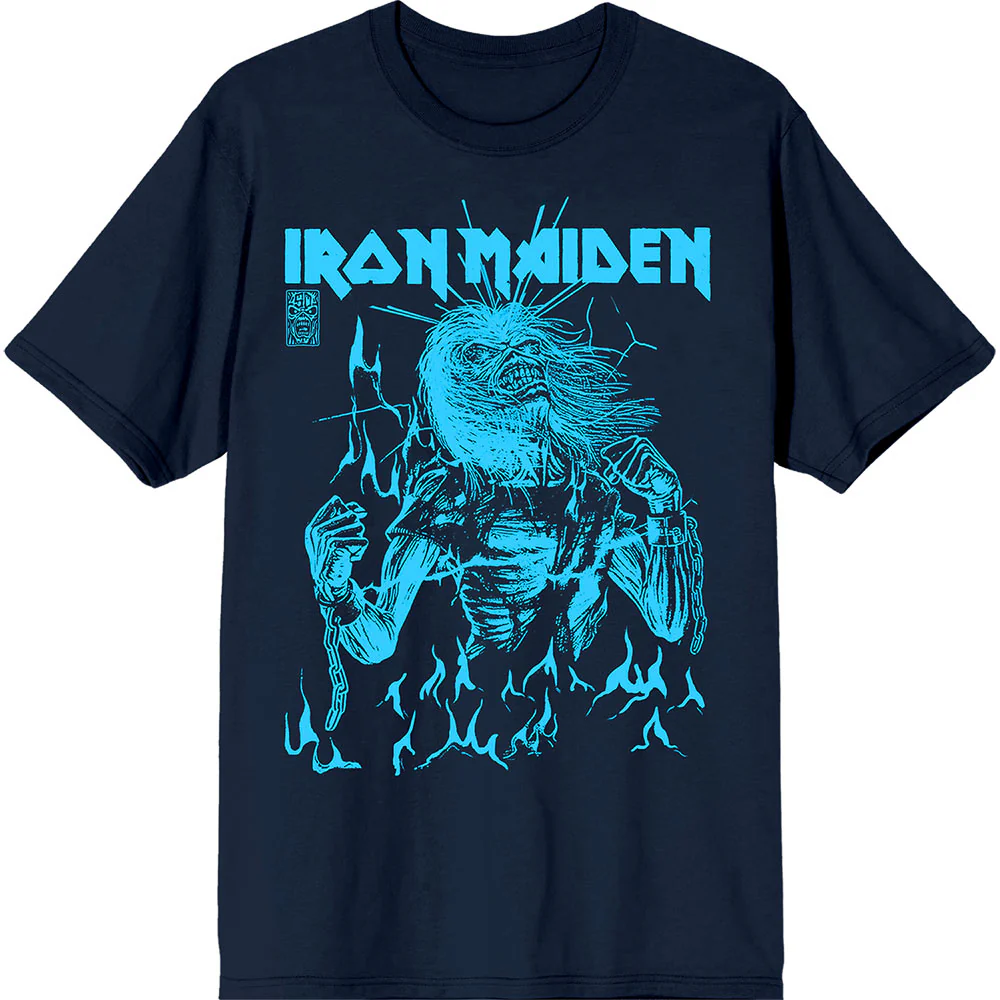 Iron Maiden 50 Life After Death Flames Navy Blue X-Large T-Shirt