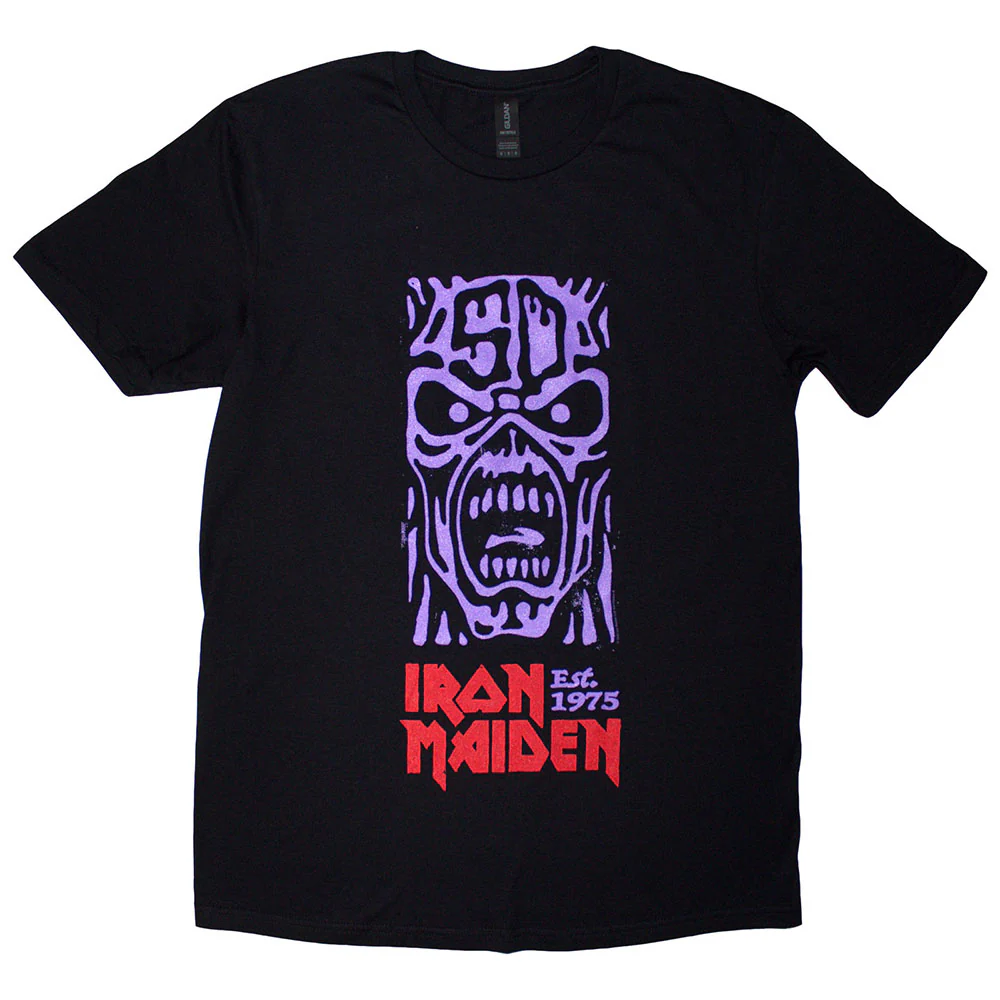 Iron Maiden Est. 1975 Stamp Logo Black Large T-Shirt