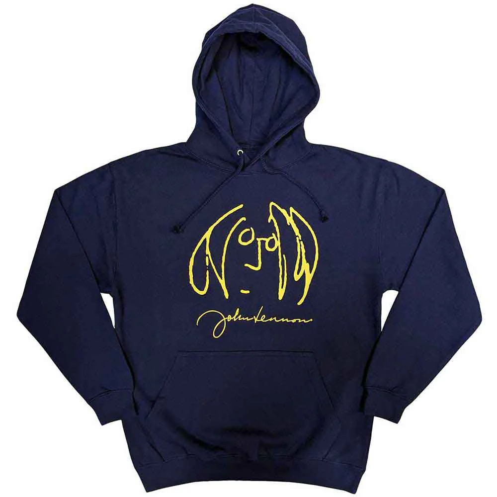 John Lennon Self Portrait Navy Blue Large Hoodie - Image 2