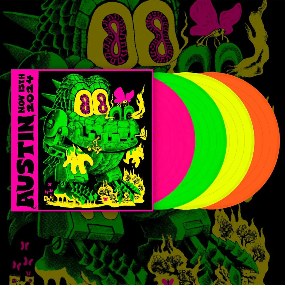 King Gizzard and the Lizard Wizard Live in Austin Vinyl LP Pink, Green, Yellow & Orange Colour 2025 - Image 2