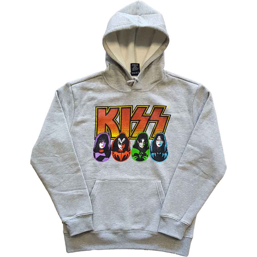 KISS Logo, Faces & Icons Grey Large Hoodie