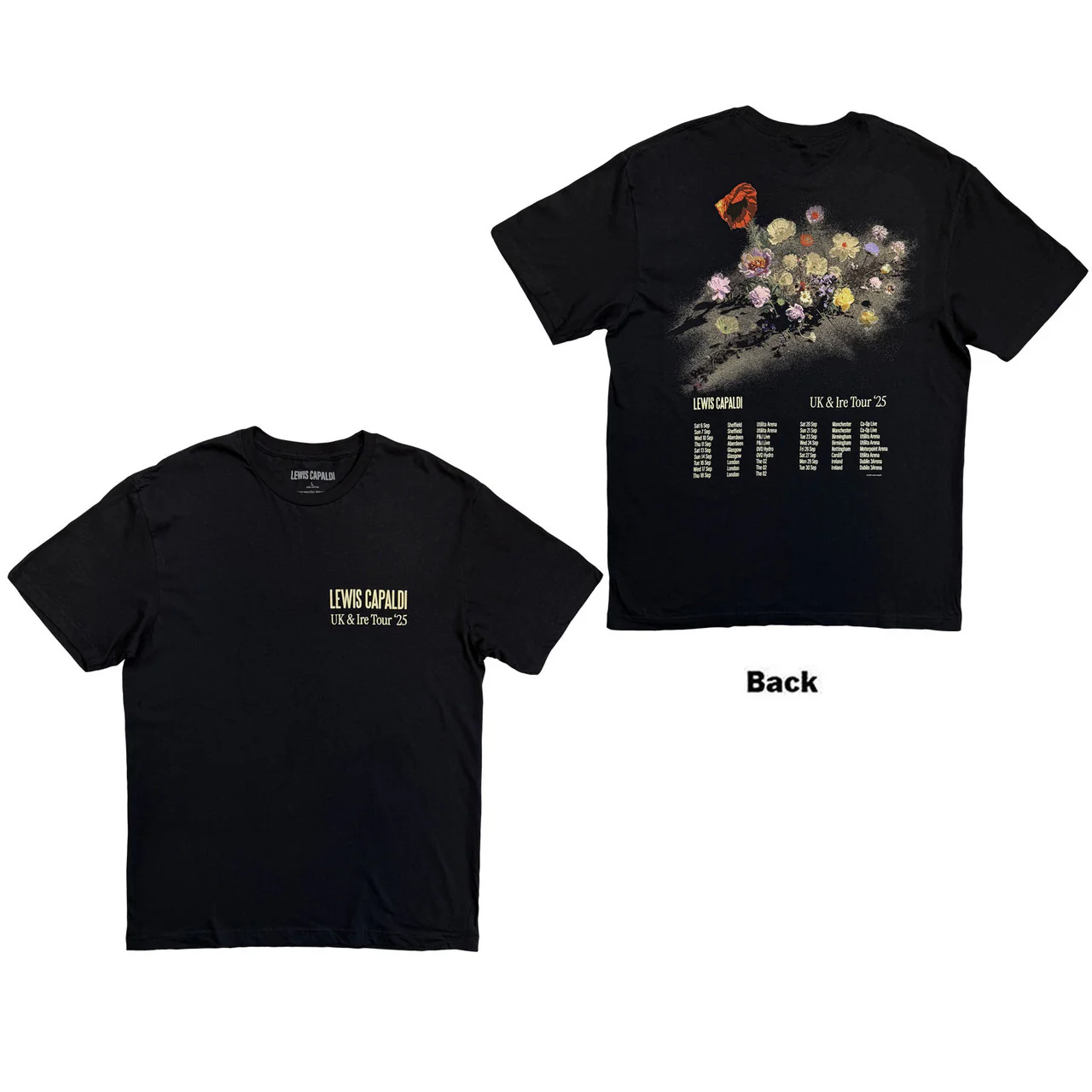 Liam Capaldi Flowers UK Tour '25 Black X-Large T-Shirt - Image 3
