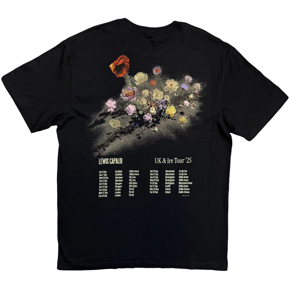 Liam Capaldi Flowers UK Tour '25 Black XX-Large T-Shirt - Image 2