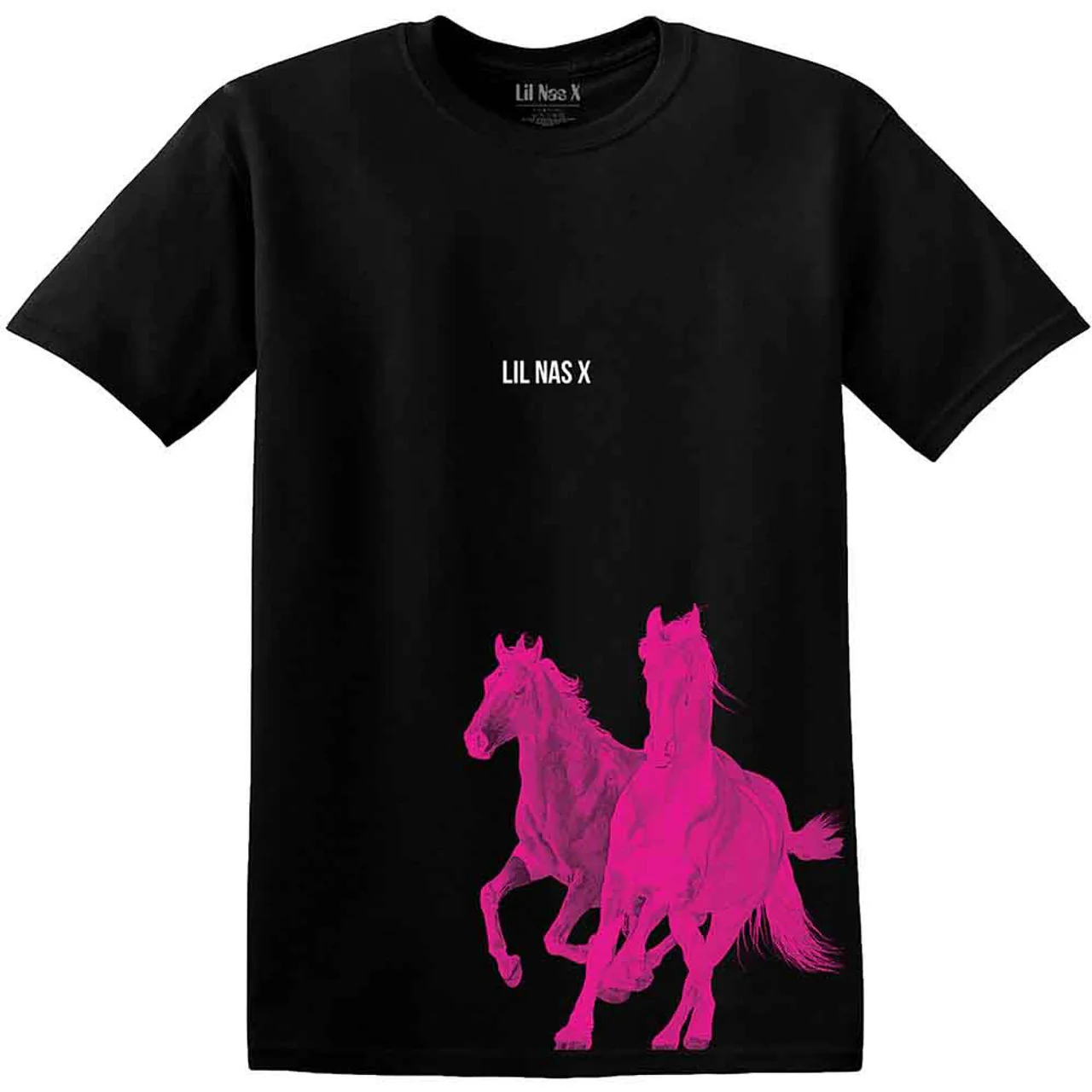Lil Nas X Pink Horses Black Medium T-Shirt