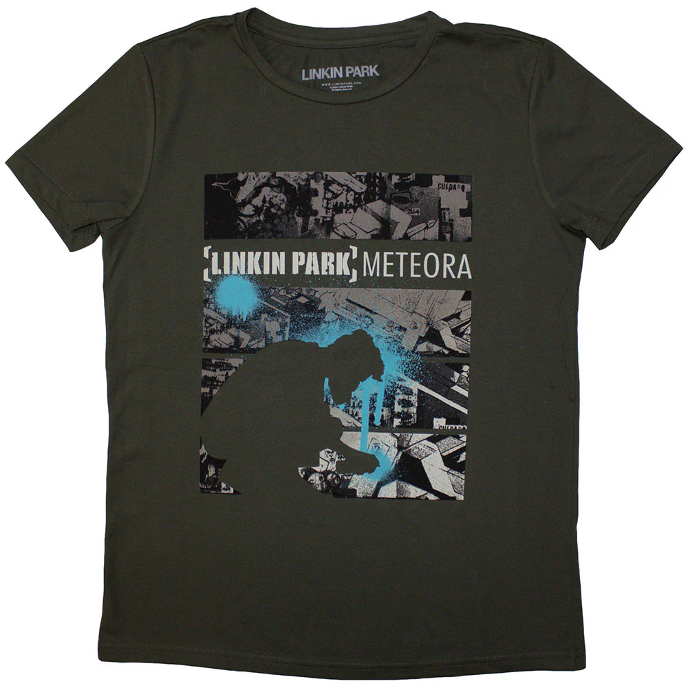 Linkin Park Meteora Drip Collage Green Ladies Large T-Shirt