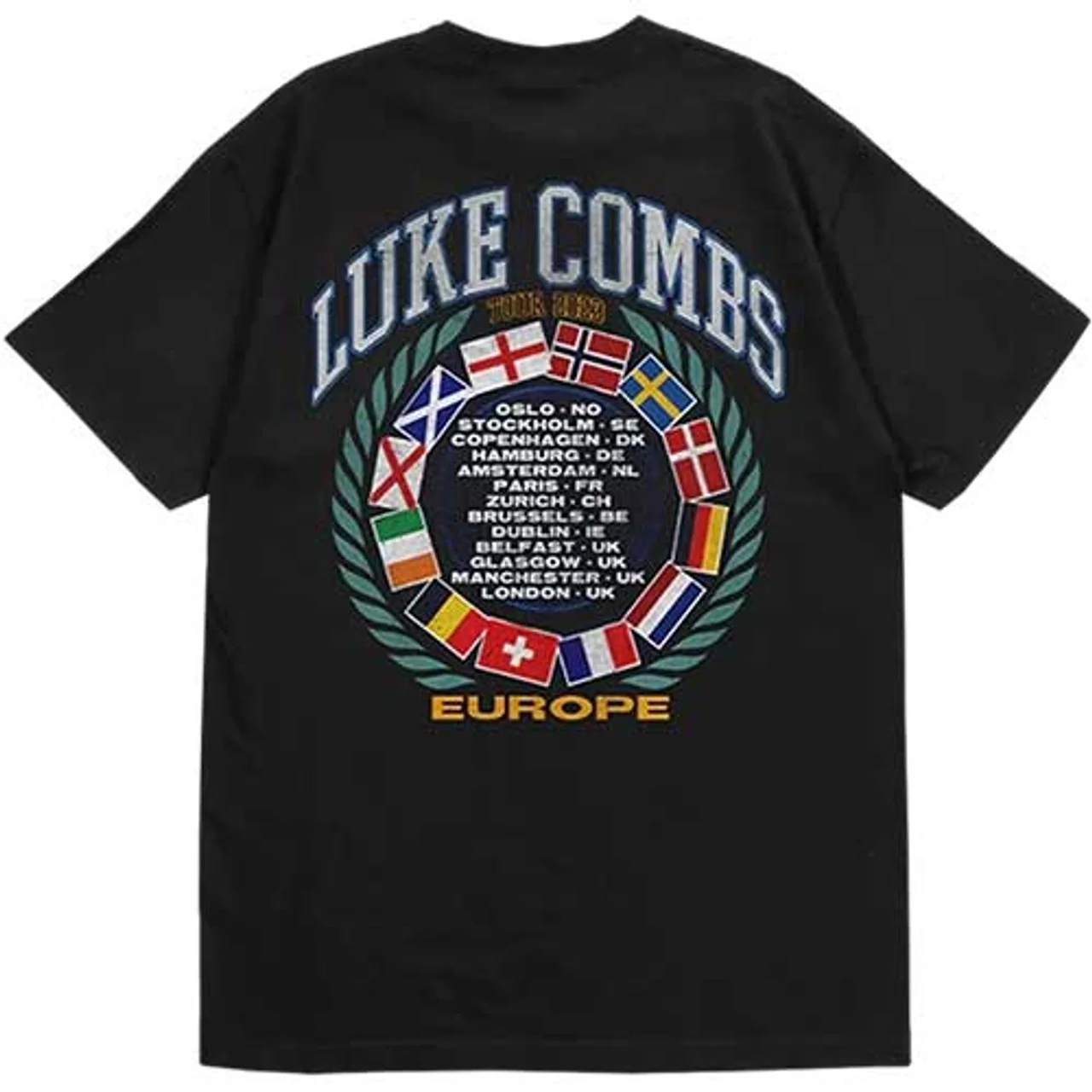Luke Combs Tour '23 Flag Black Medium T-Shirt - Image 2