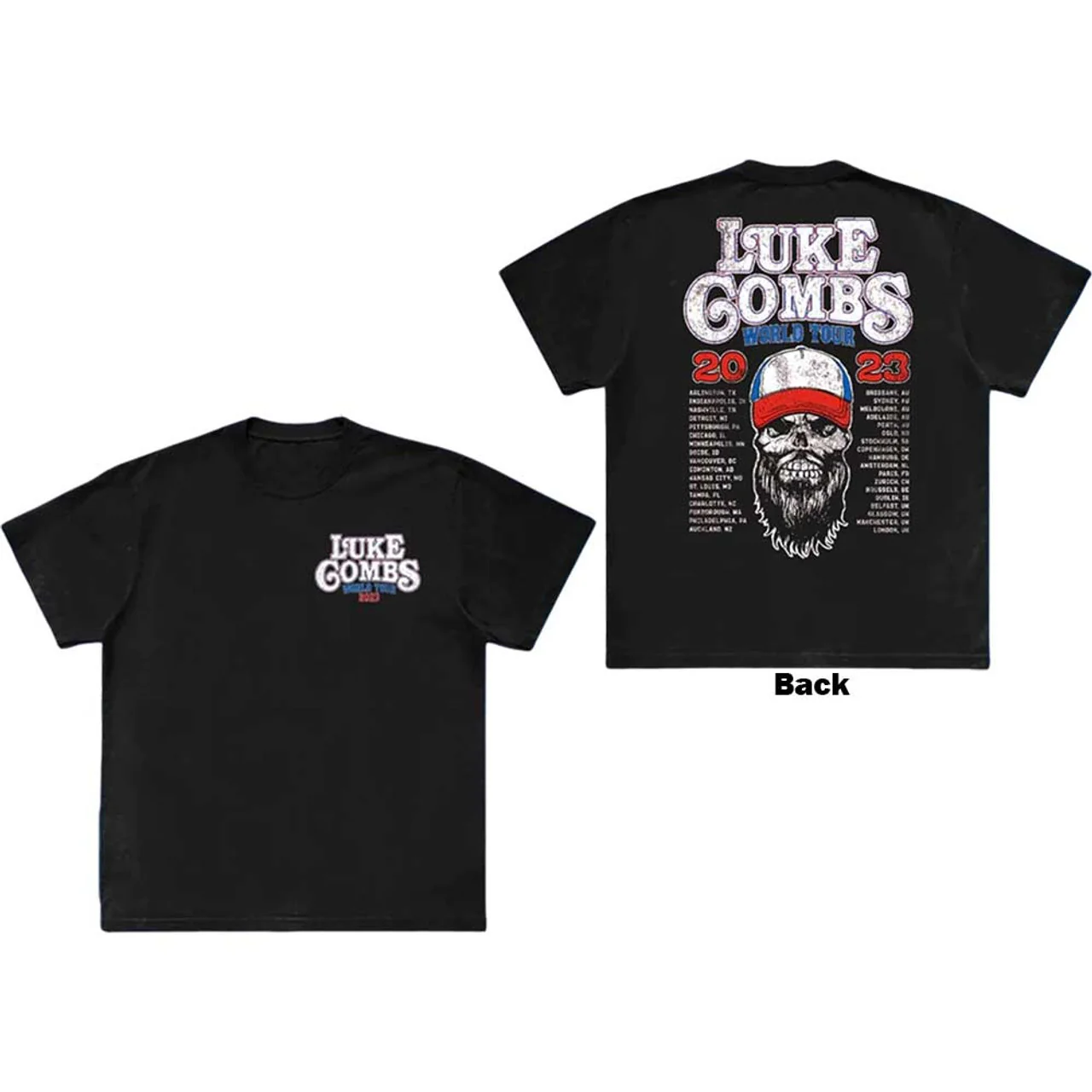 Luke Combs Tour '23 Skull Black Medium T-Shirt - Image 3