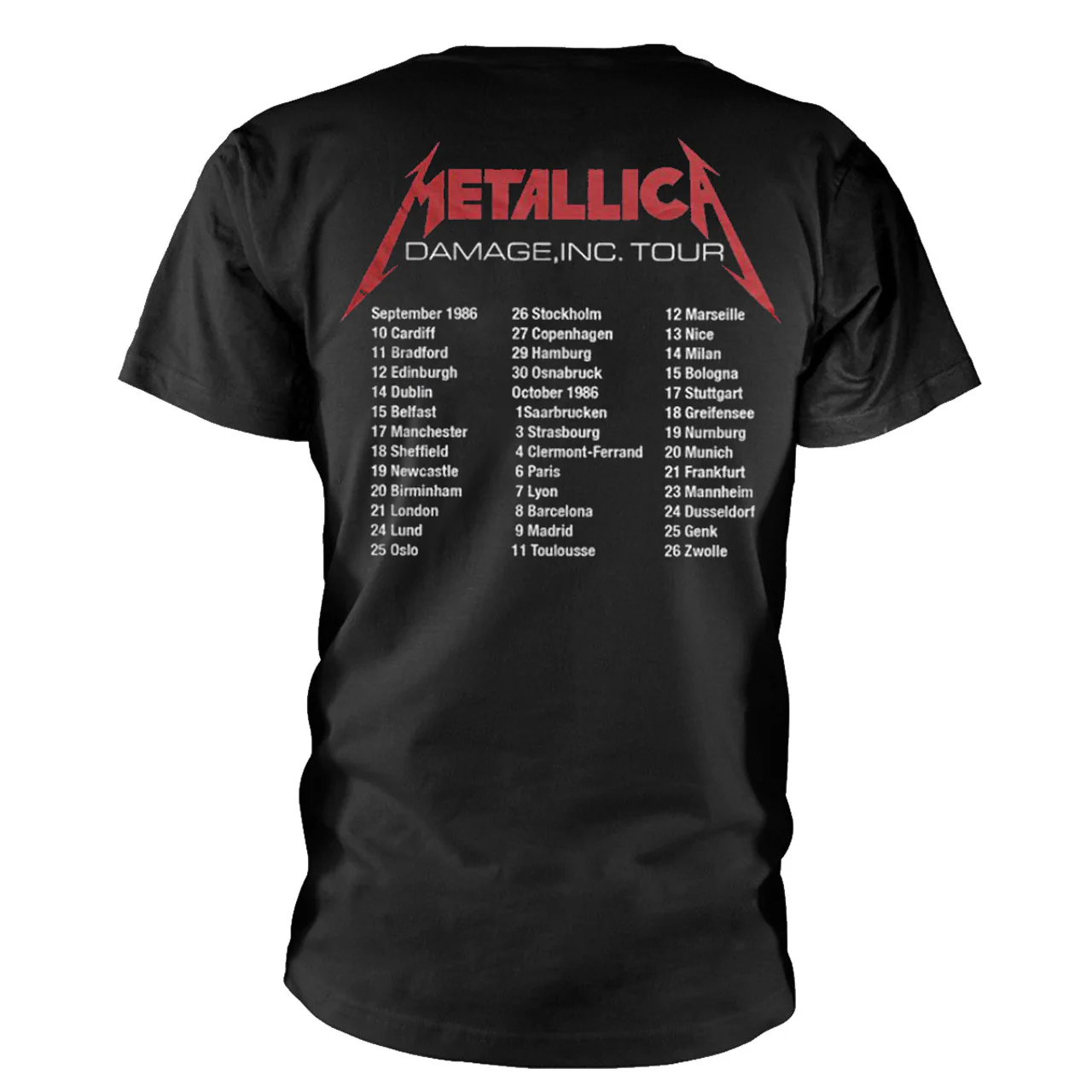 Metallica Master of Puppets European Tour '86 Black X-Large T-Shirt - Image 2