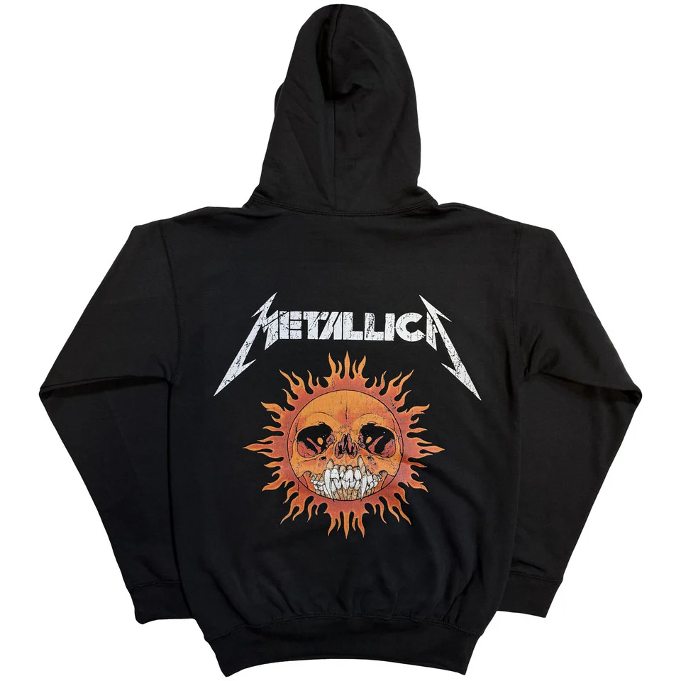 Metallica Worn Pushead Flaming Skull Black Large Hoodie - Image 2