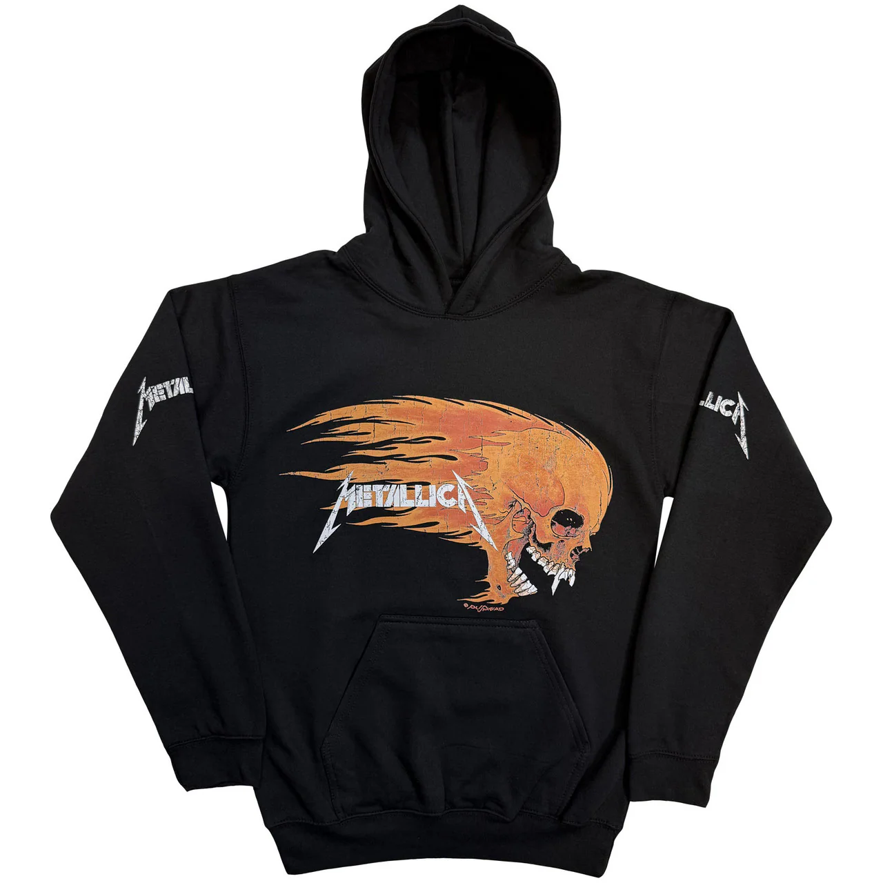 Metallica Worn Pushead Flaming Skull Black Small Hoodie
